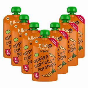 Ella's Kitchen 7x  Knijpzakje 4+ m Wortels Appels Pastinaak 120 gr