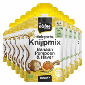 De Kleine Keuken 10x  Biologische Knijpmix Banaan, Pompoen&Haver 100 gr