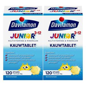 Davitamon Gratis Verzending: 2x  Junior 3+ Kauwvitamines Banaan 120 kauwtabletten
