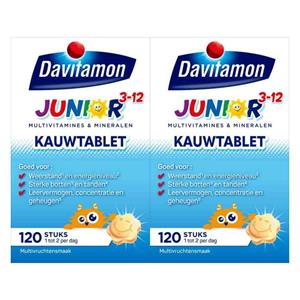 Davitamon Gratis Verzending: 2x  Junior 3+ Multivruchten 120 kauwtabletten