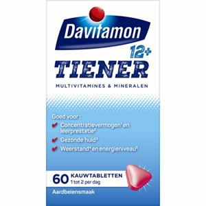 Davitamon Gratis Verzending: 4x  Tiener 12+ Aardbei 60 kauwtabletten