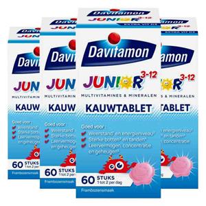 Davitamon Gratis Verzending: 4x  Junior 3+ Kauwvitamines Framboos 60 kauwtabletten