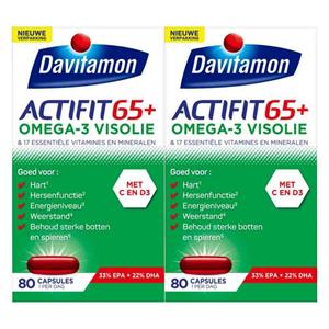Davitamon Gratis Verzending: 2x  Actifit 65+ Omega-3 Visolie 80 capsules
