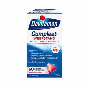 Davitamon Gratis Verzending: 4x  Compleet Weerstand Kauwvitamines Aardbei 60 kauwtabletten