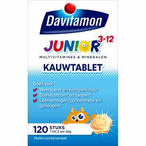 Davitamon Gratis Verzending: 4x  Junior 3+ Multivruchten 120 kauwtabletten