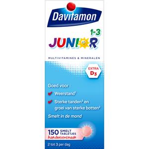 Davitamon Gratis Verzending: 4x  Junior 1+ Multivitamines en Mineralen 150 tabletten