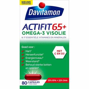Davitamon Gratis Verzending: 4x  Actifit 65+ Omega-3 Visolie 80 capsules