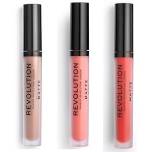 Makeup Revolution Lipgloss  Set van 3 Matte Lipgloss - 101 Piece of Cake / 107 RBF