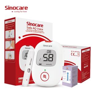 SINOCARE Diabetes Testkit Bloedglucosetest met 25 Codefree Strips/Lancet Safe AQ Voice