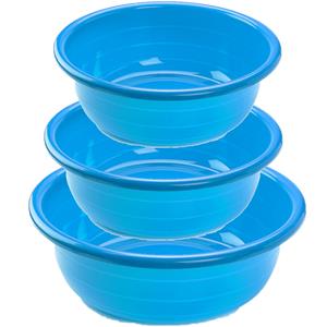 Forte Plastics Voordeelset multi-functionele kunststof teiltjes blauw in 3-formaten -