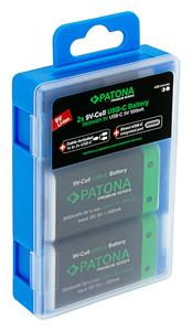 Patona Set van 2 x 9V oplaadbare batterijen, met USB-C aansluiting