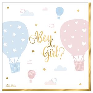 Givi Italia Feestservetten - 16x - geboorte - gender reveal - 3 laags - 33 x 33 cm -