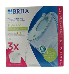 Brita Style eco waterfilterkan blauw + 3 maxtra filterpatronen 2,4 L