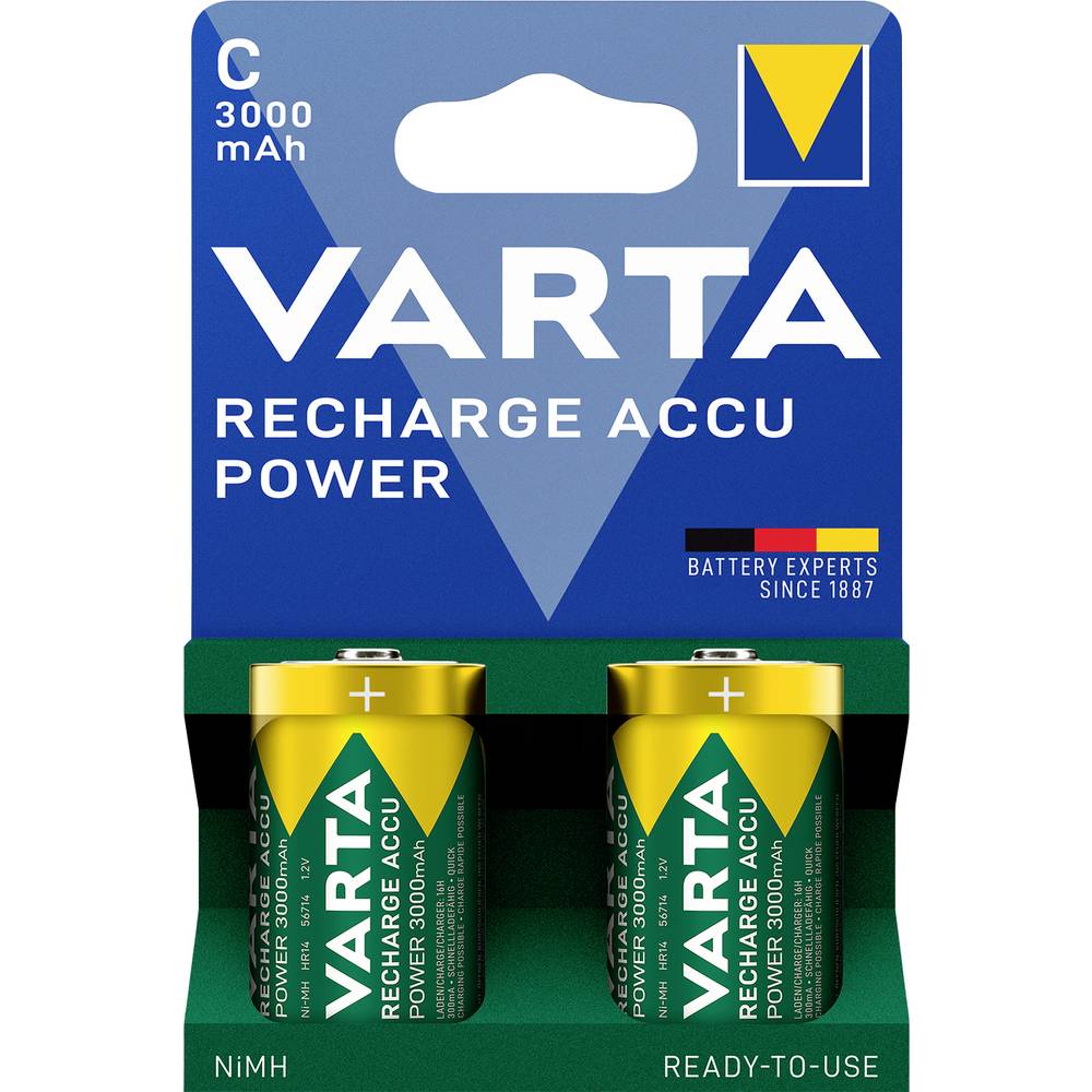 Varta Recharge Accu Power C 3000 mAh Blister 2 Oplaadbare C batterij (baby) Alkaline 1.5 V 2 stuk(s)