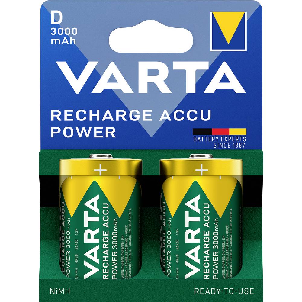 Varta Recharge Accu Power D 3000 mAh Blister 2 Oplaadbare D batterij (mono) Alkaline 1.5 V 2 stuk(s)