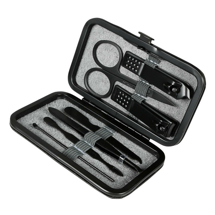 Benson Care Manicureset - 7-delig - zwart - incl. etui - RVS - nagel verzorging -