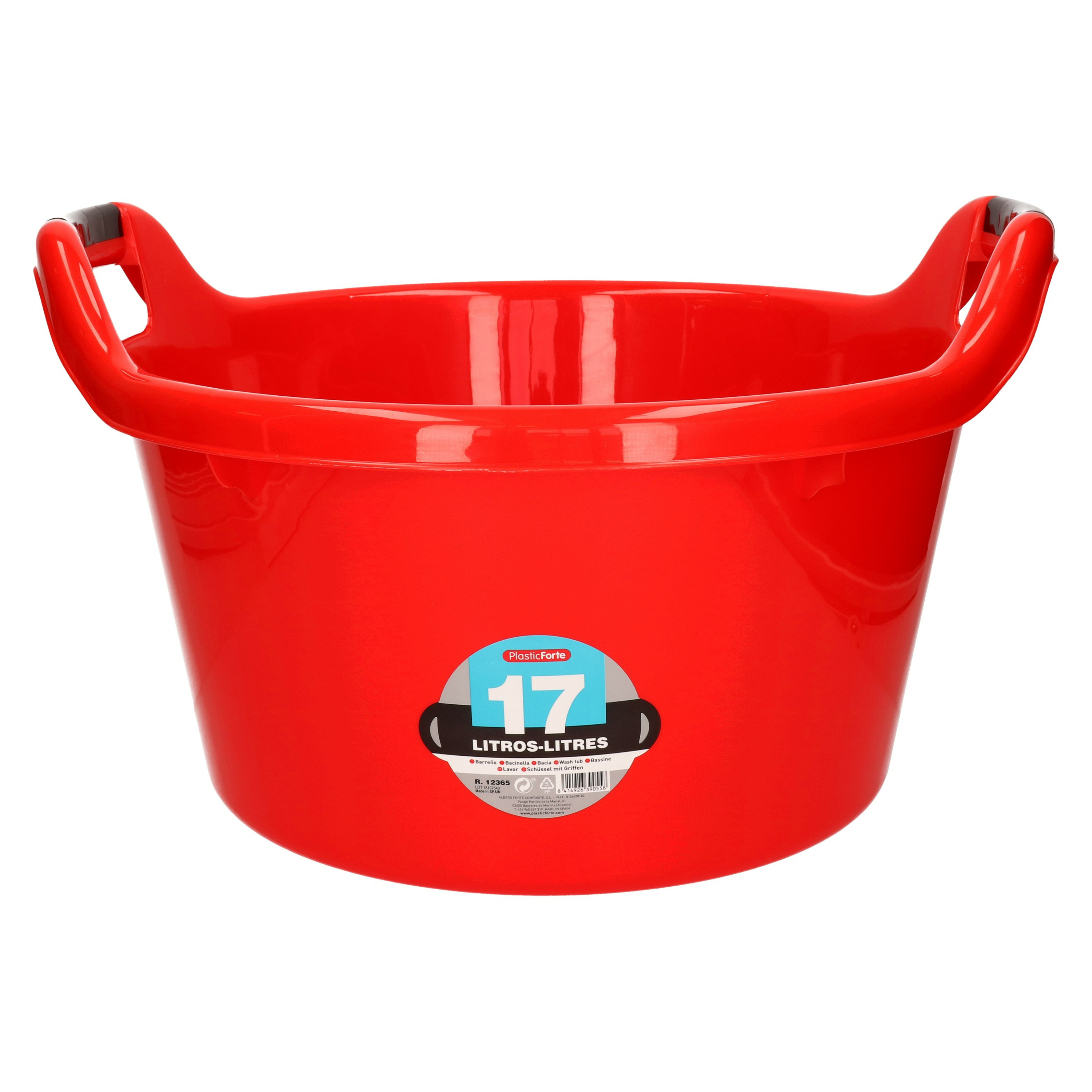 PlasticForte Plastic Forte Afwasbak - 15L - rood - x x 25 cm - met handvatten - teiltje -