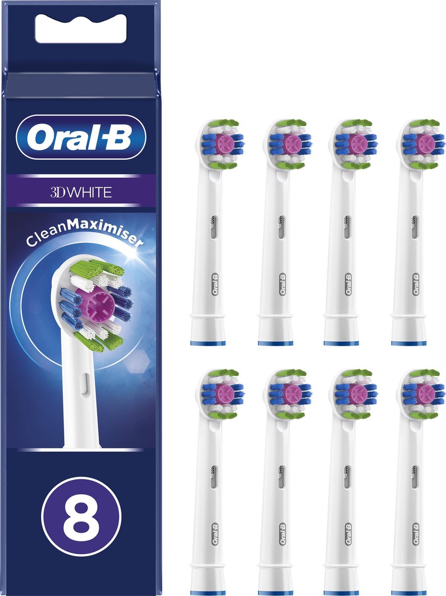 Oral-B 3D White - Met CleanMaximiser-technologie - Opzetborstels - 8 Stuks - Brievenbusverpakking