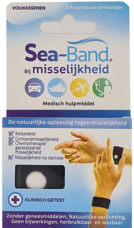 Sea Band Bij misselijkheid voor volwassenen zwart 1paar