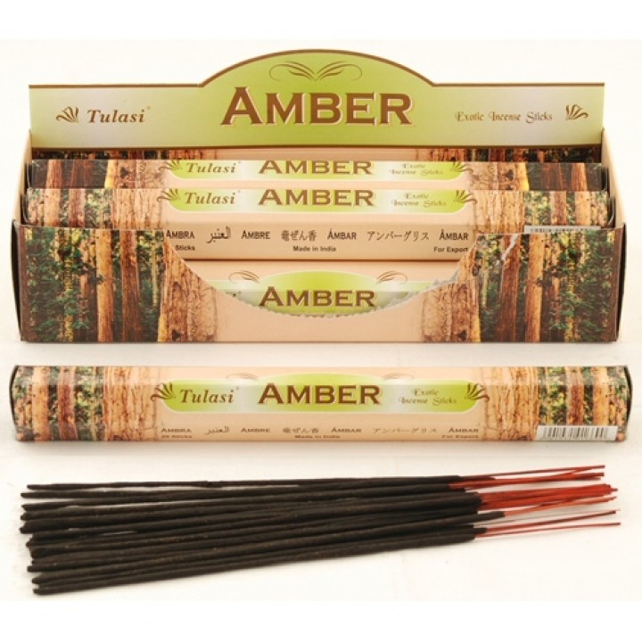 LalaShops Tulasi Wierook - Amber (box met 6 pakjes á 20 stokjes)
