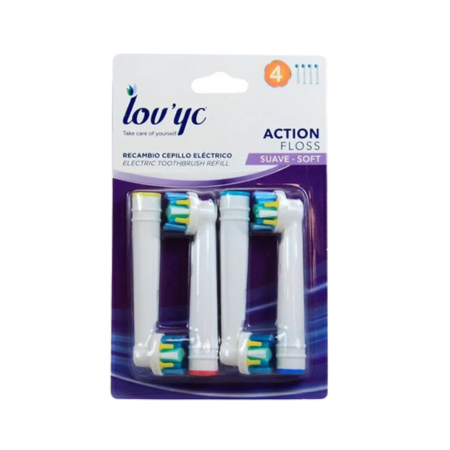 Lovyc Lov'yc Action Floss opzetborstels voor elektrische tandenborstel zacht - 4 stuks