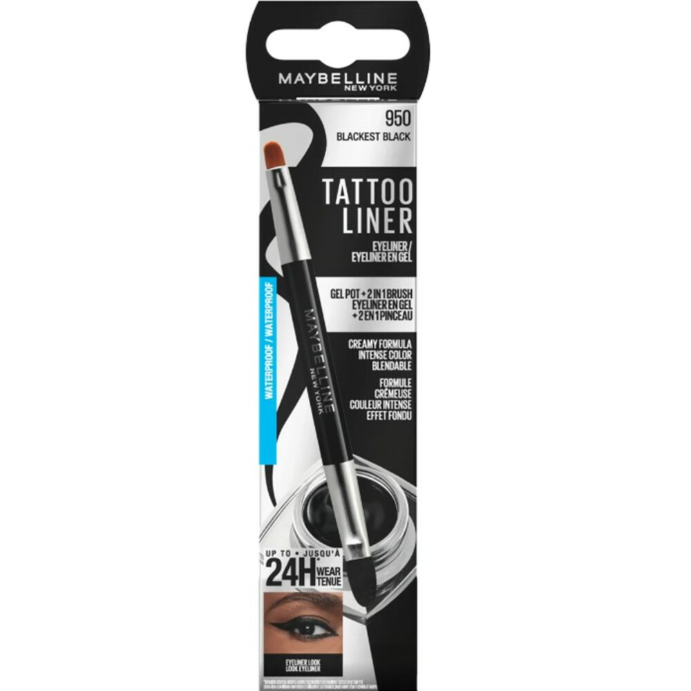 Maybelline 3x  Tattoo Liner Gel Pot 950 Blackest Black 3 gr