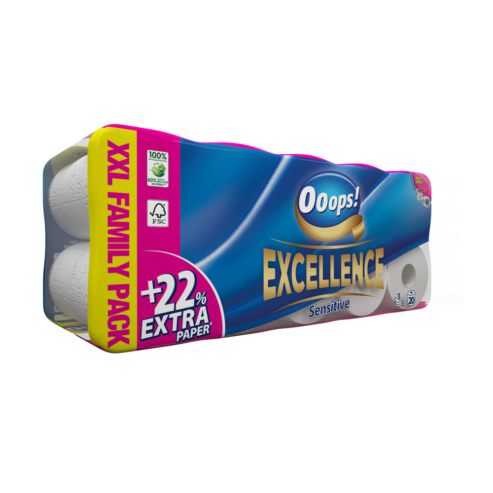 Ooops! 3x  Toiletpapier Excellence Sensitive 3-laags 20 stuks