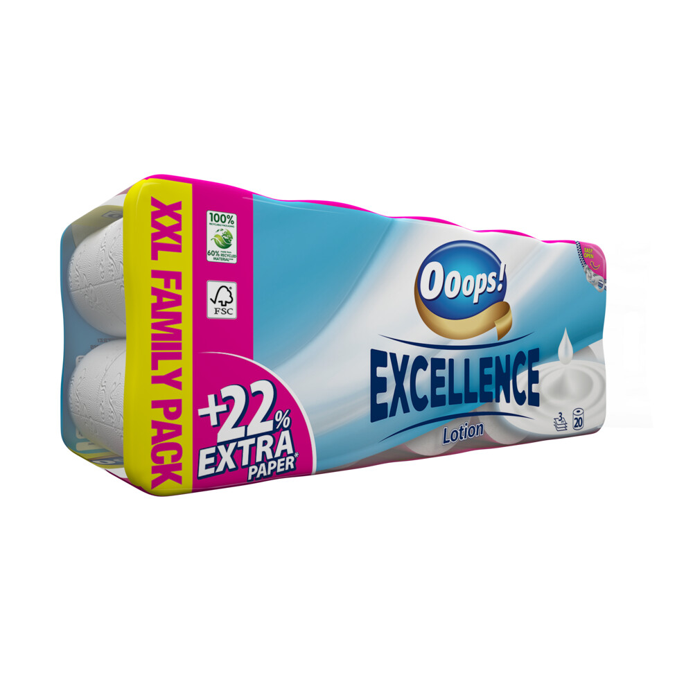 Ooops! 3x  Toiletpapier Excellence Lotion 3-laags 20 stuks