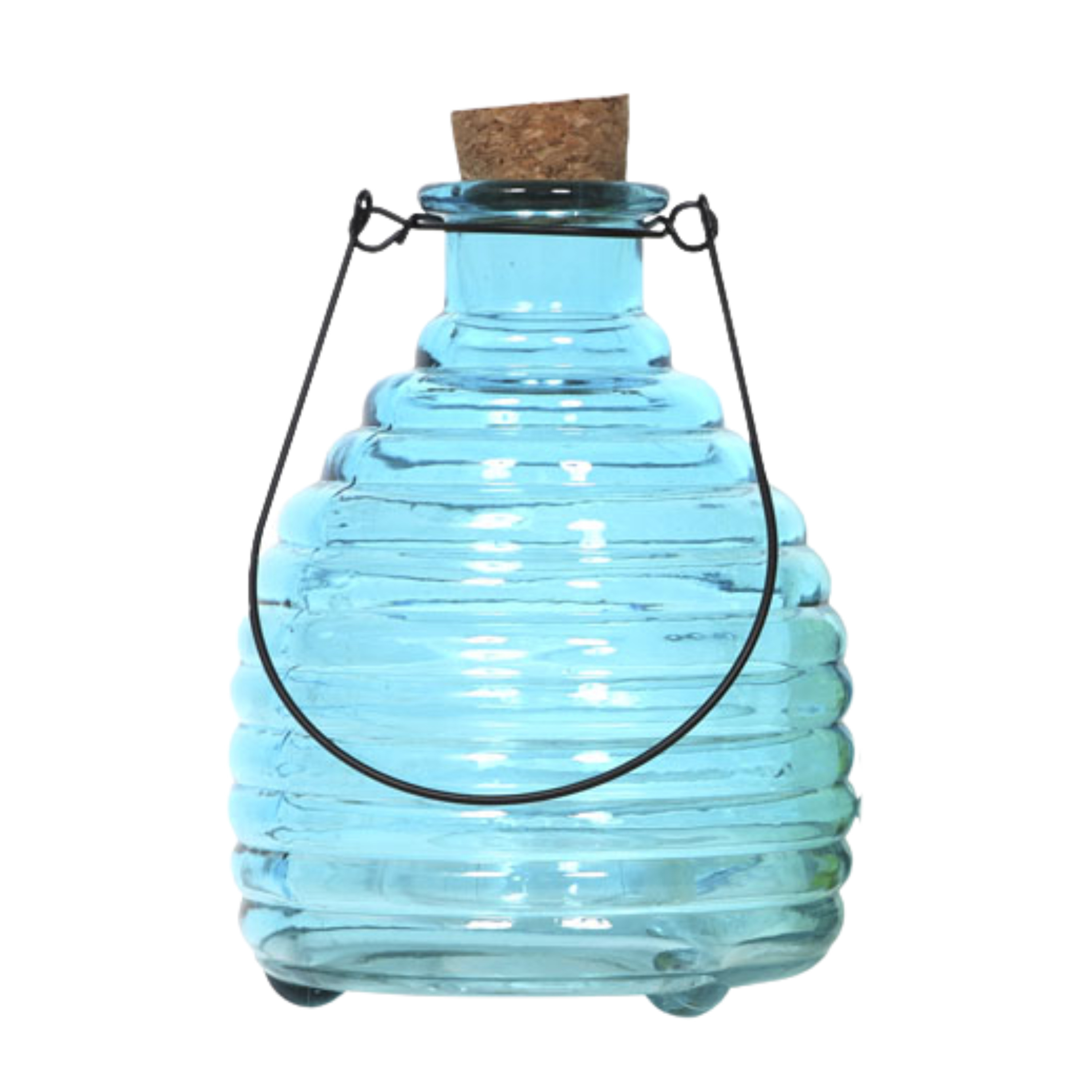 Luance Wespenvanger/wespenval met hengsel - glas - blauw - D13 x H17 cm -
