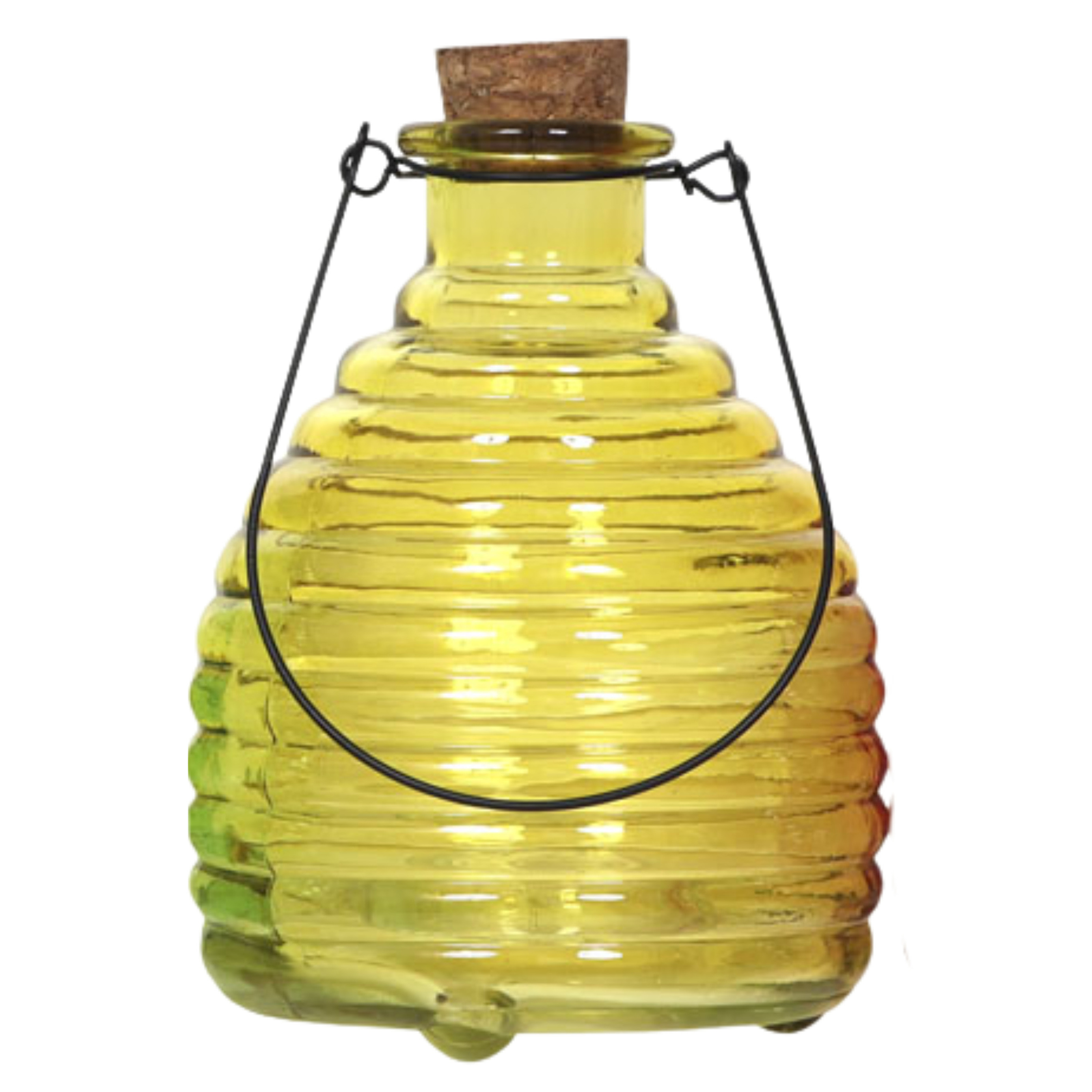 Luance Wespenvanger/wespenval met hengsel - glas - geel - D13 x H17 cm -