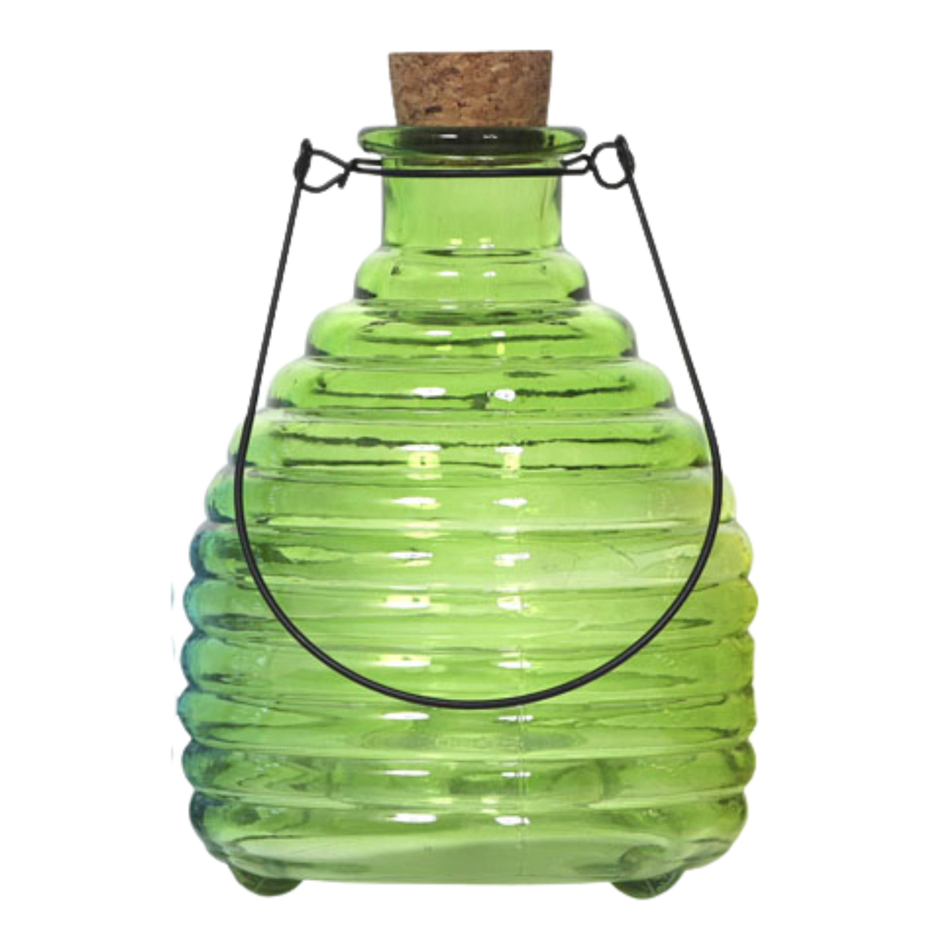 Luance Wespenvanger/wespenval met hengsel - glas - groen - D13 x H17 cm -
