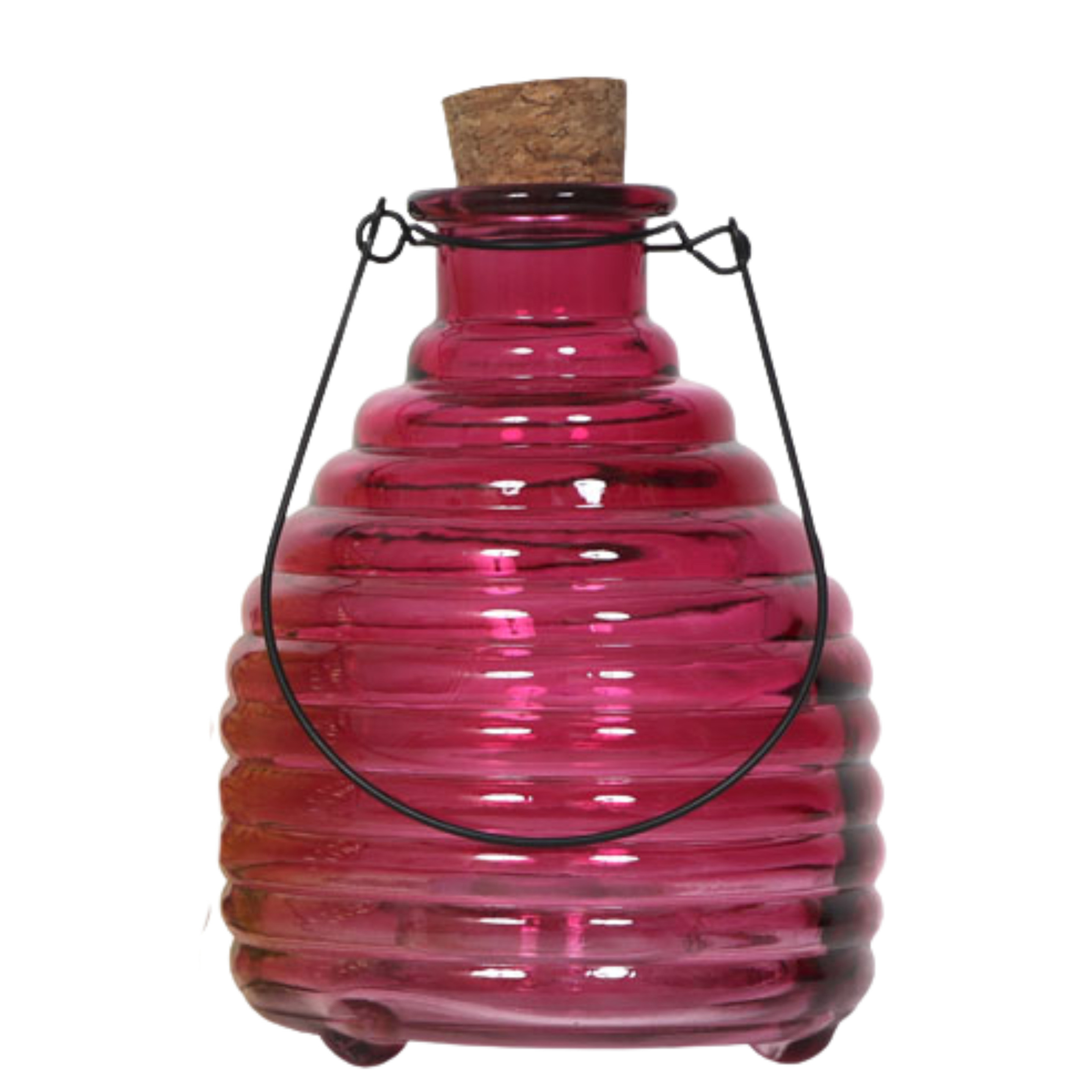 Luance Wespenvanger/wespenval met hengsel - glas - rood - D13 x H17 cm -