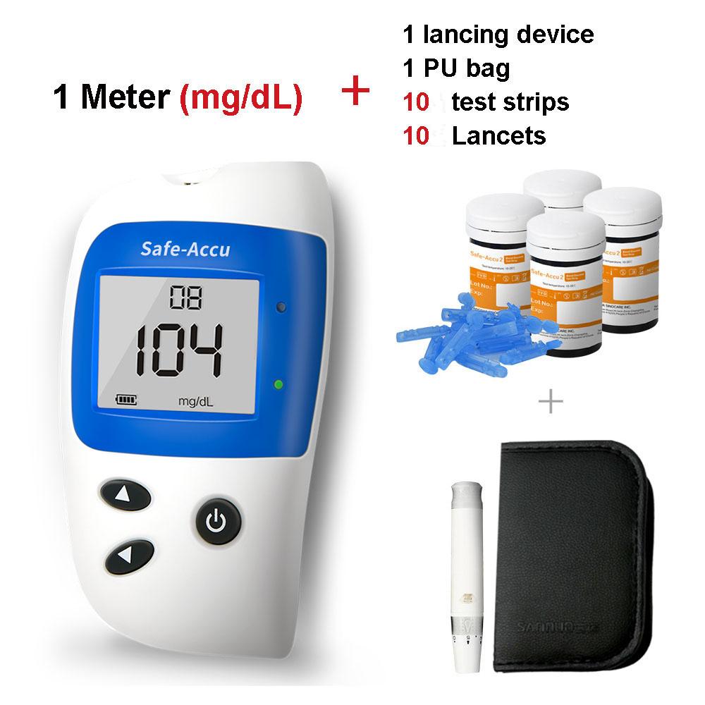 Sinocare Veilige Accu2 bloedglucosemeting met 10/50 teststrips voor diabetici mmol/l en mg/dl