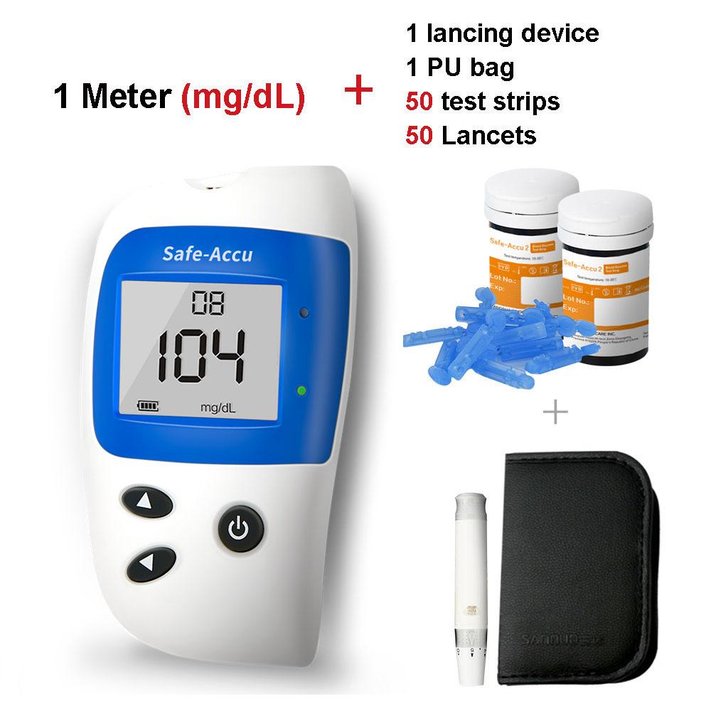 Sinocare Veilige Accu2 bloedglucosemeting met 10/50 teststrips voor diabetici mmol/l en mg/dl