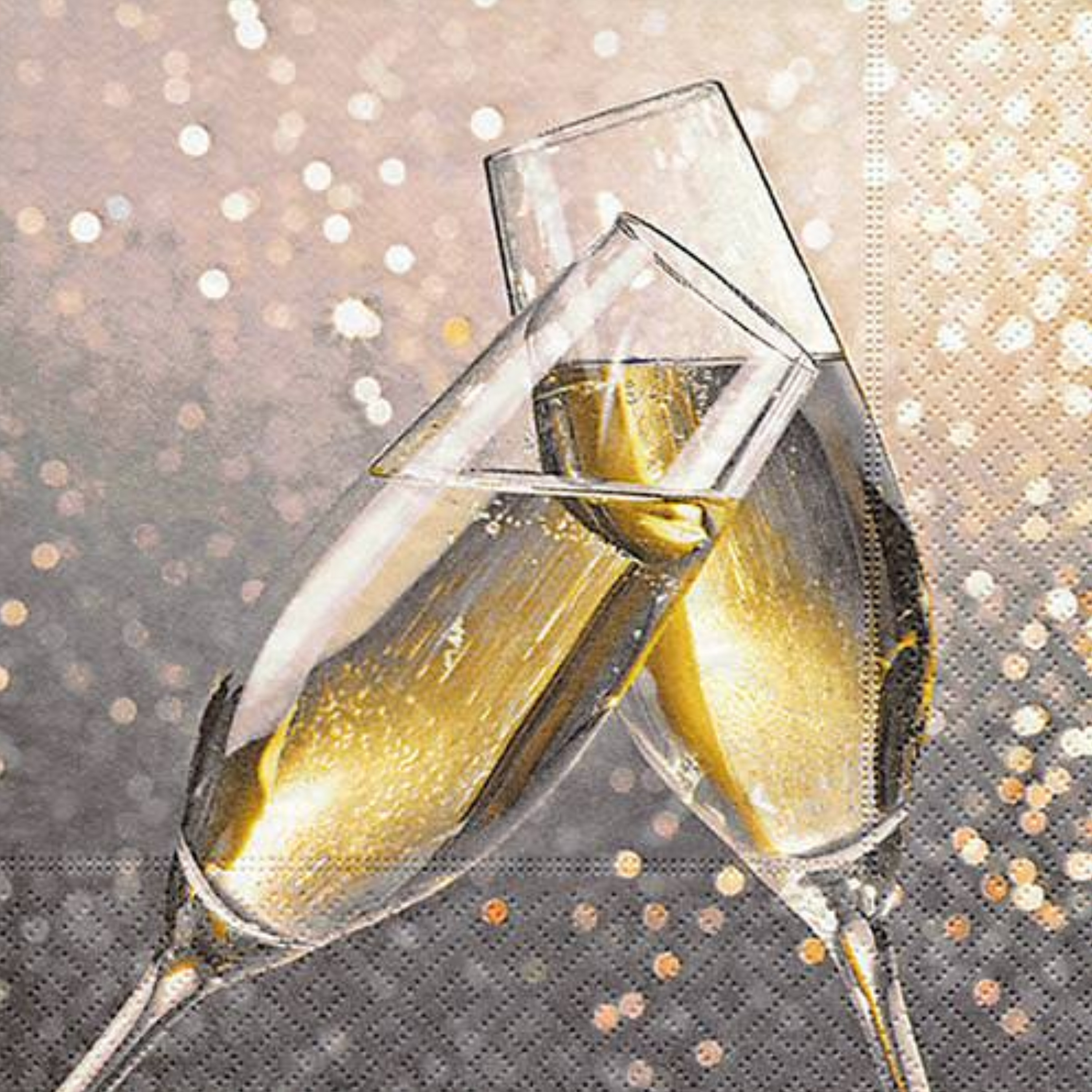 Paperdesign Bruiloft/Huwelijk servetten - 20x - champagne thema -