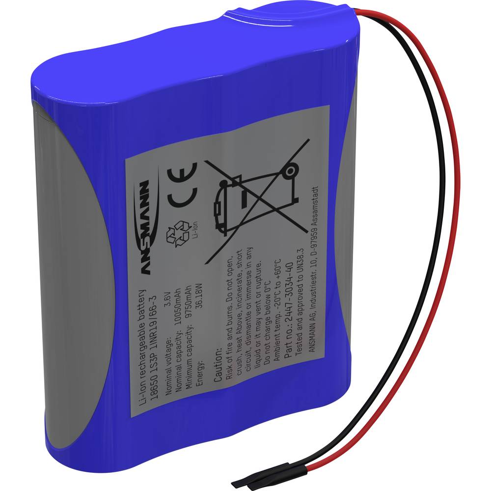 1S3P Accupack Aantal cellen: 3 Batterijgrootte: 18650 Kabel Li-ion 3.6 V 10050 mAh