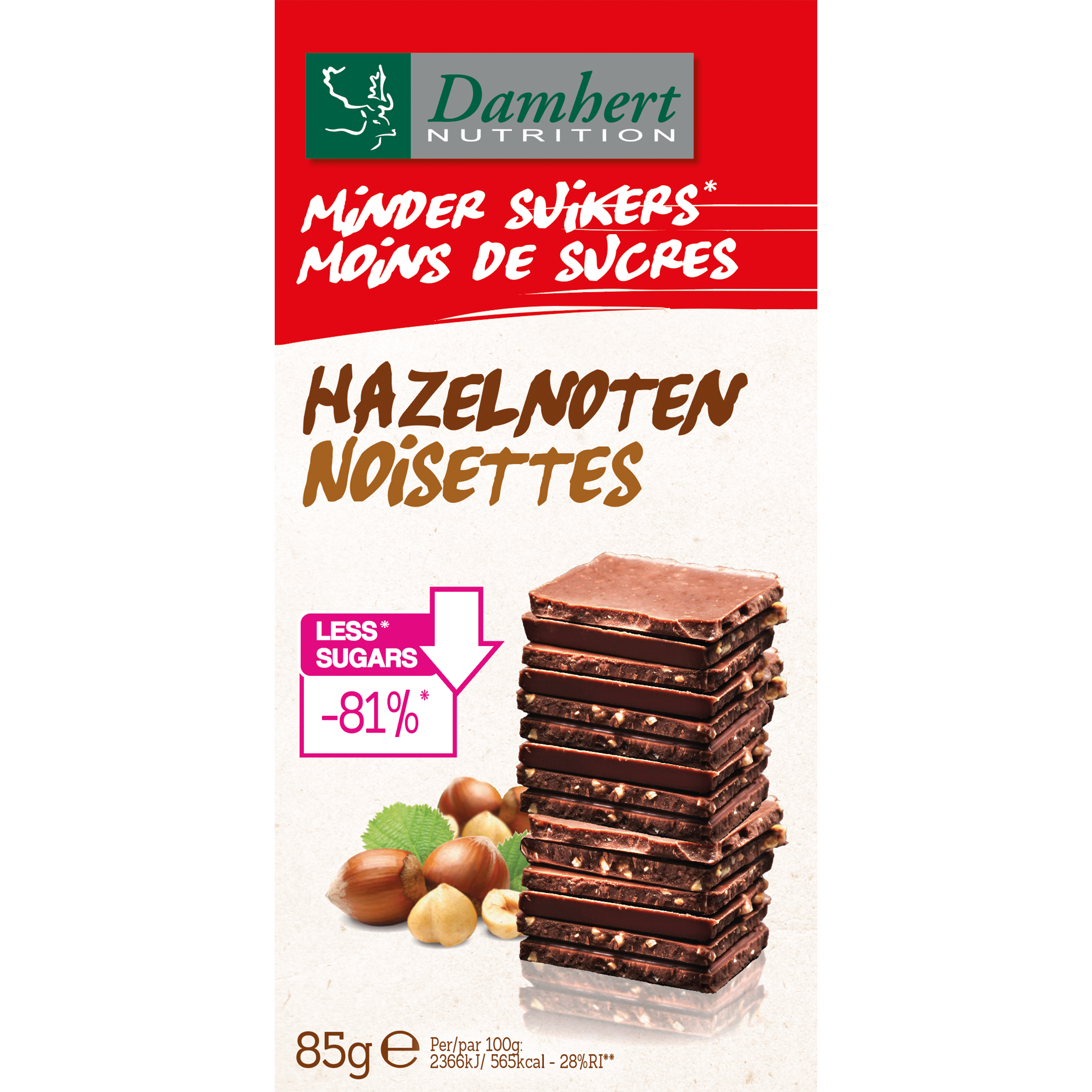 Minder Suikers Chocoladetablet Hazelnoten