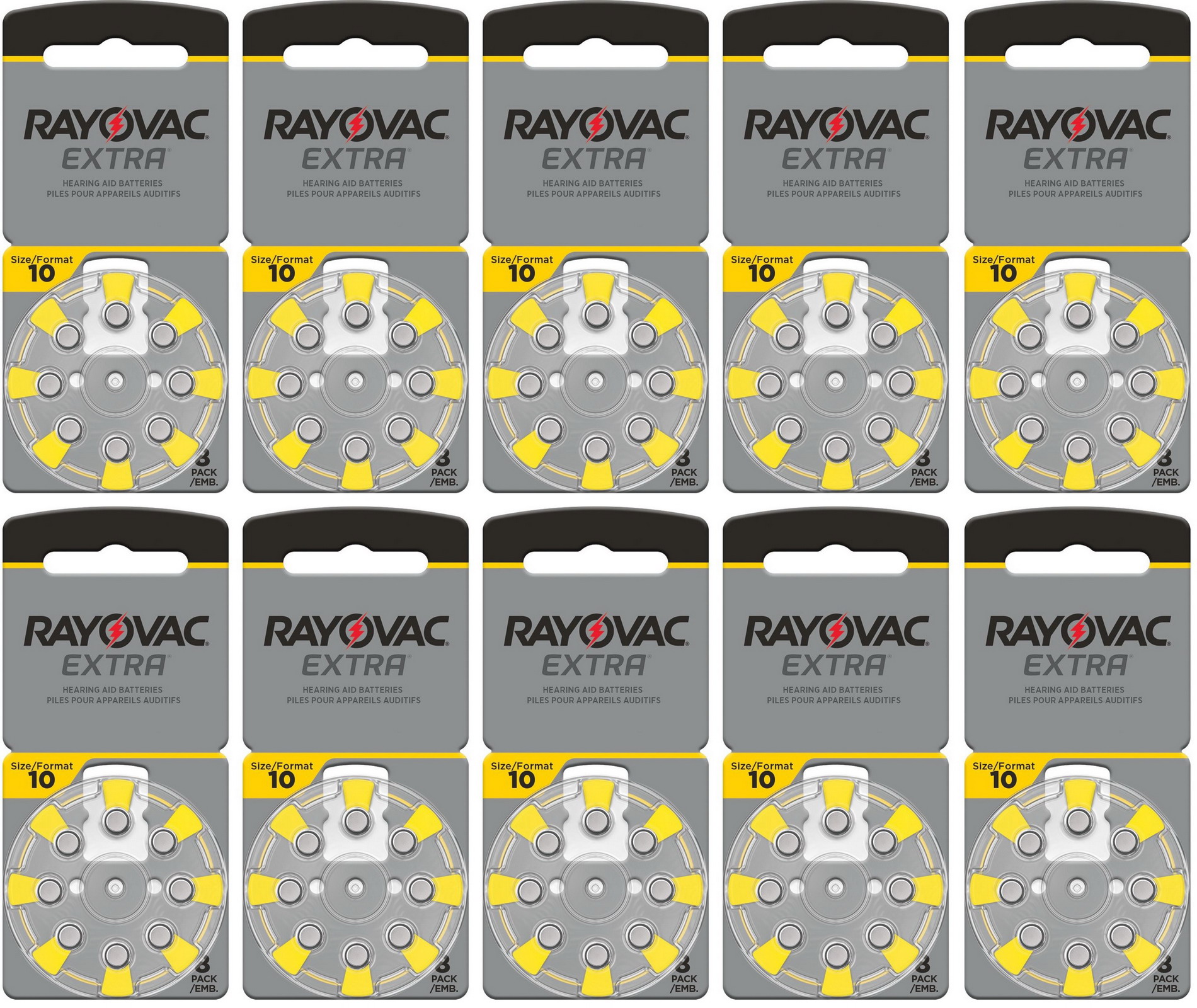 gehoorapparaat batterijen Type 10 (geel) - 10 x 8 stuks