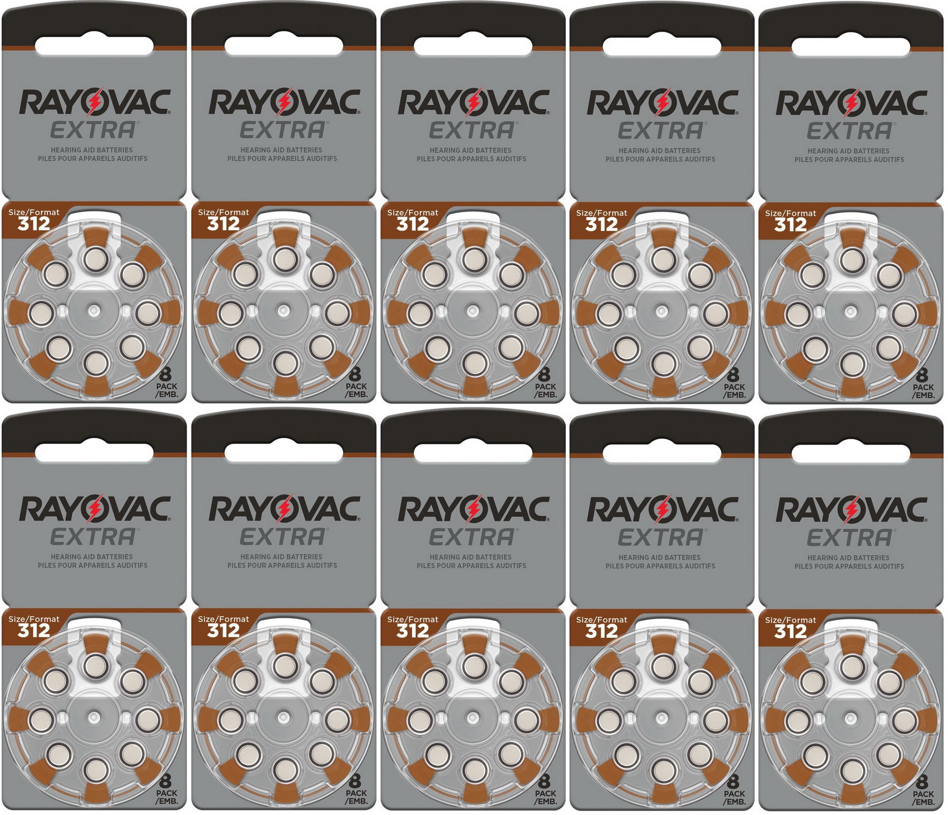 gehoorapparaat batterijen Type 312 (bruin) - 10 x 8 stuks