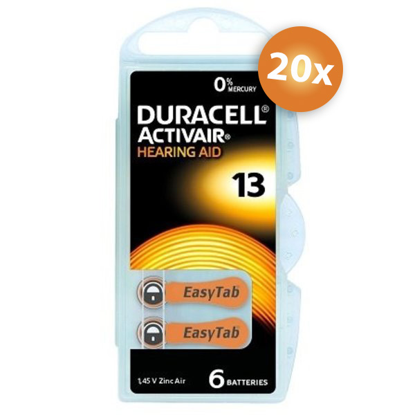 Voordeelpak  gehoorapparaat batterijen - Type 13 (oranje) - 20 x 6 stuks