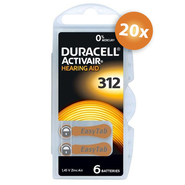 Voordeelpak  gehoorapparaat batterijen - Type 312 (bruin) - 20 x 6 stuks