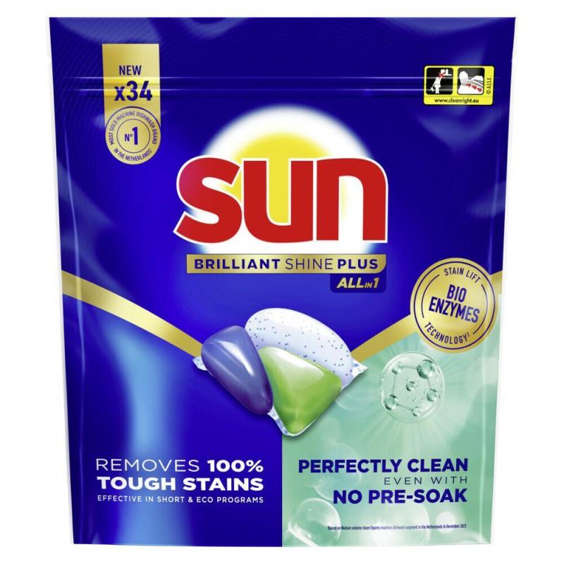 Vaatwascapsules brilliant shine+ all-in 1 34 Stuks