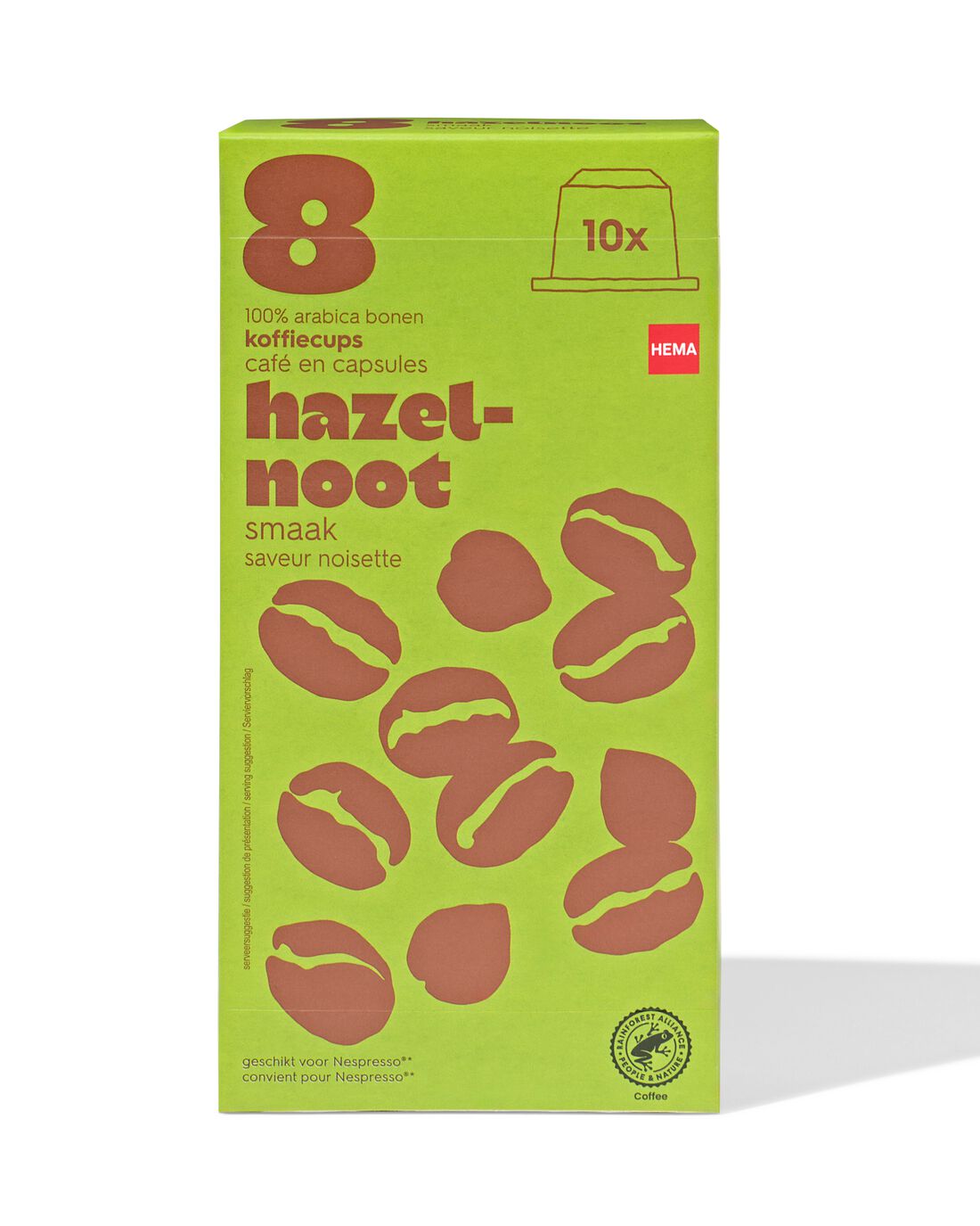 Koffiecups hazelnoot - 10 stuks