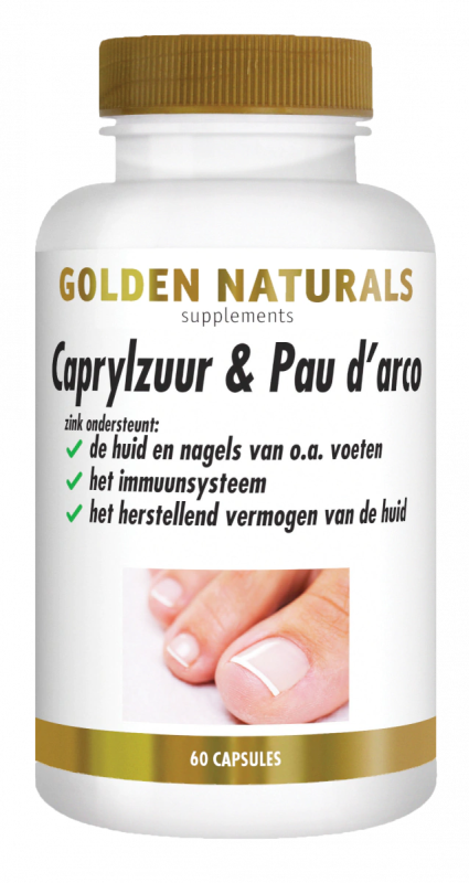Golden Naturals Caprylzuur en pau d'arco 60 Vegetarische capsules