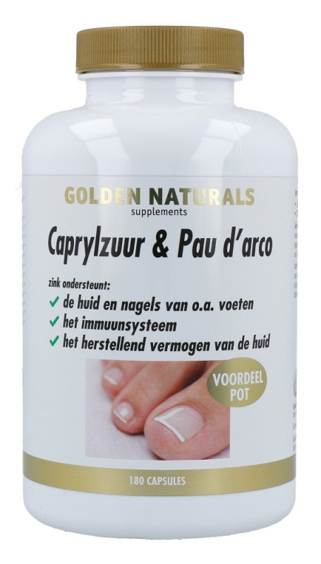 Golden Naturals Caprylzuur en pau d'arco met probiotica 180 vegetarische capsules
