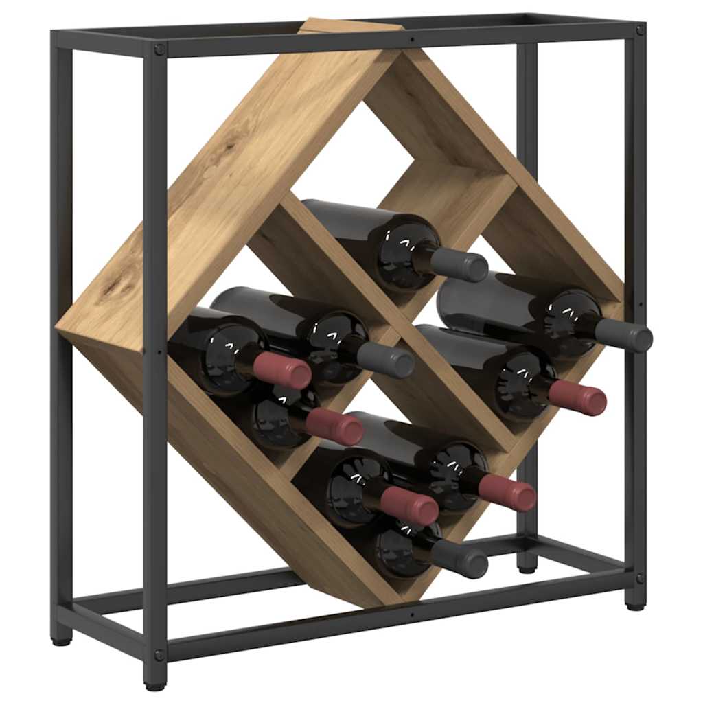 vidaXL Wijnrek artisanaal eikenkleurig 51 x 18 x 52.5 cm Bewerkt hout