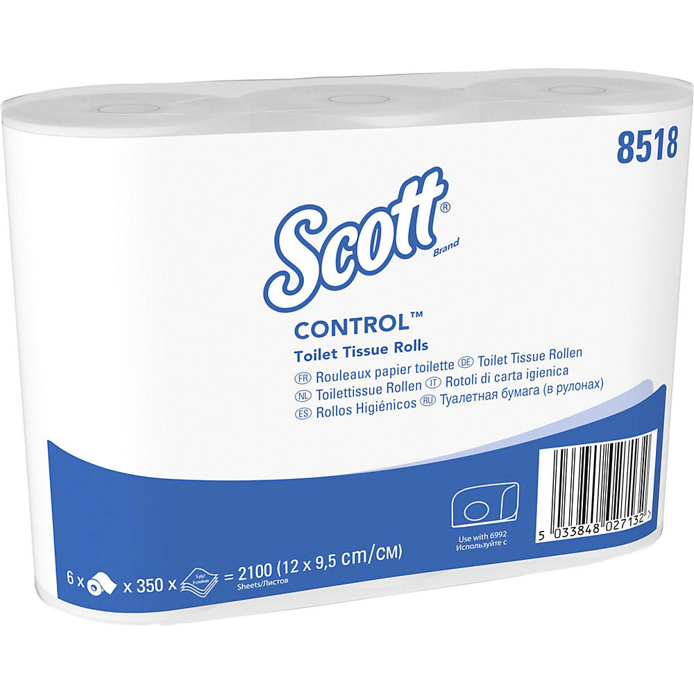 Standaard toiletpapier van Scott CONTROL™, 3-laags, VE = 36 stuks x 350 vellen, wit