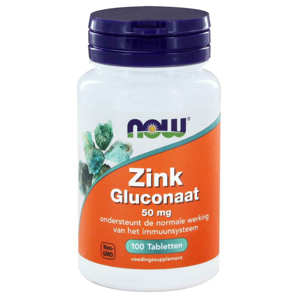 NOW Zink Gluconaat 50mg Tabletten 100st
