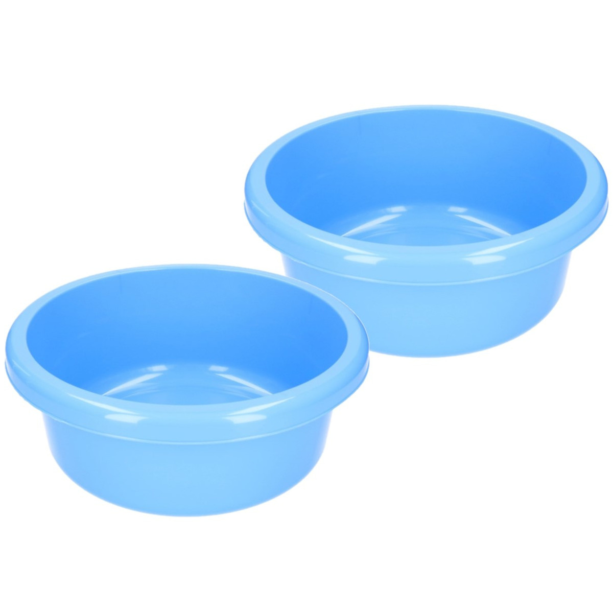 Merkloos Set van 2x stuks ronde afwasteiltjes / afwasbakken blauw 6,2 liter -