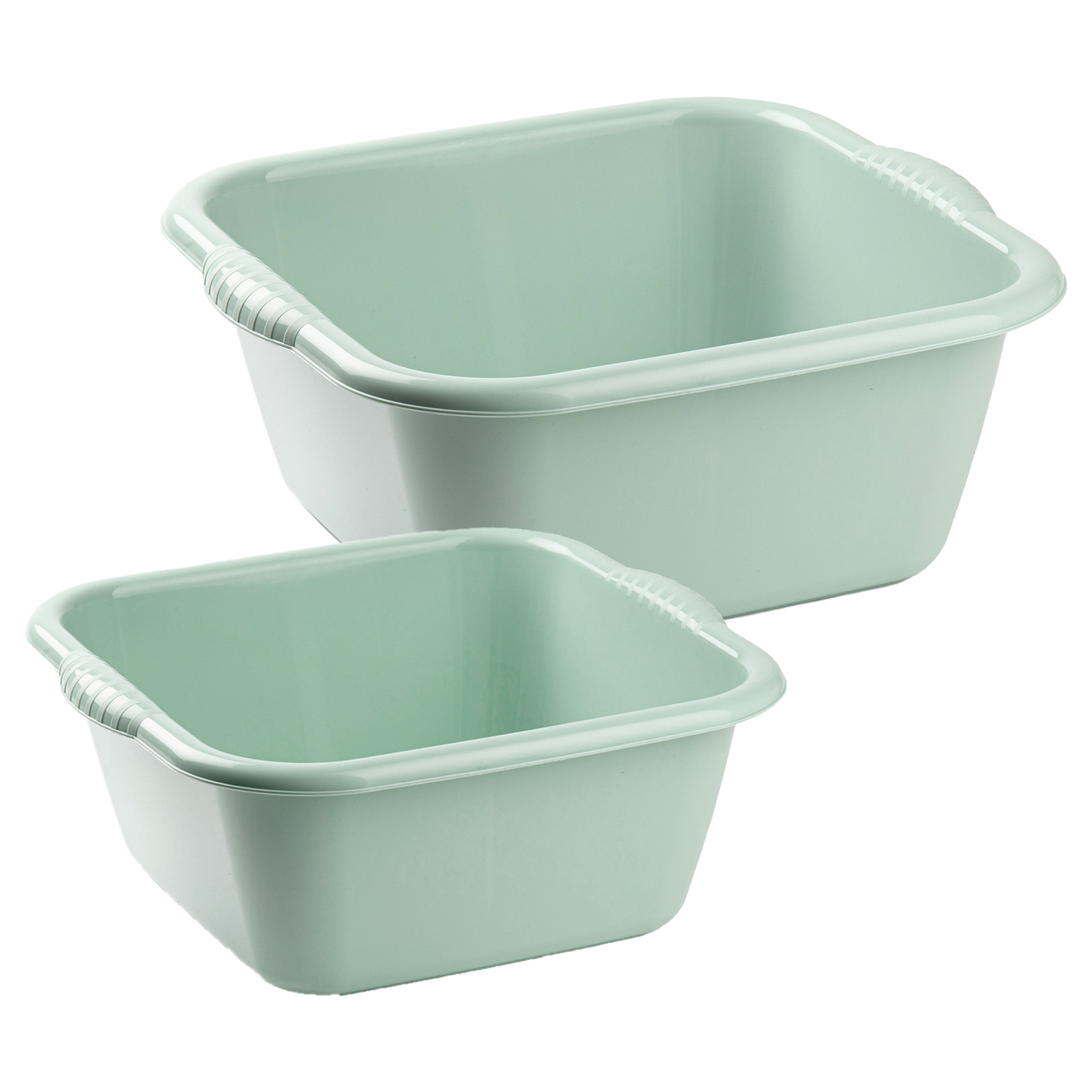 Forte Plastics Afwasbak teil - set van 2 formaten - 6 en 10 liter - mint groen - kunststof -